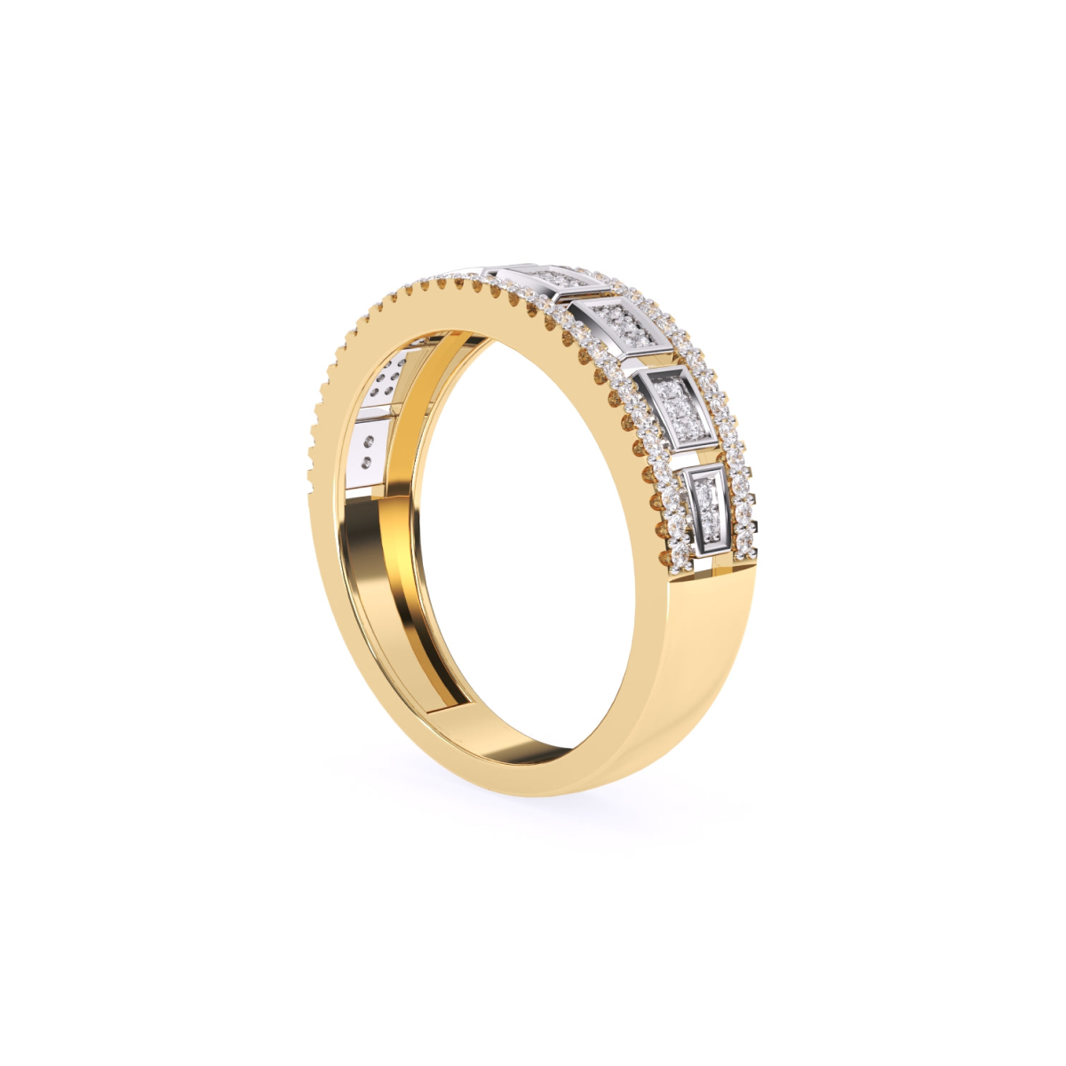 Two Tone Diamond Cluster Lavish Band